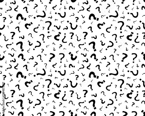 Question Marks of different shapes and sizes, Seamless Pattern