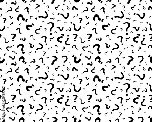 Question Marks of different shapes and sizes, Seamless Pattern