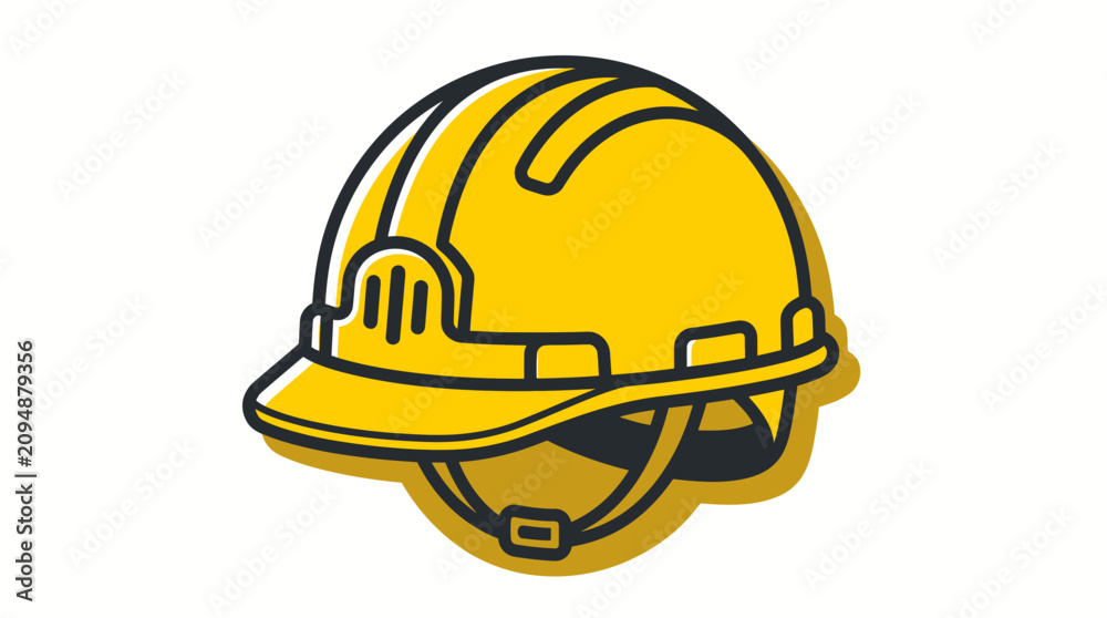 Fototapeta premium A construction worker wearing a yellow hard hat on an industrial site