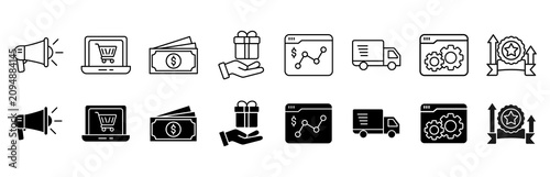 Shopping icon set.  Promotion and ecommerce vector illustration concept