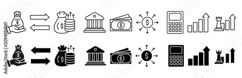 ETF icon set. accounting and growth vector illustration concept