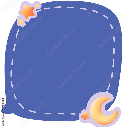 Dark Blue Speech Bubble with Moon and Stars
