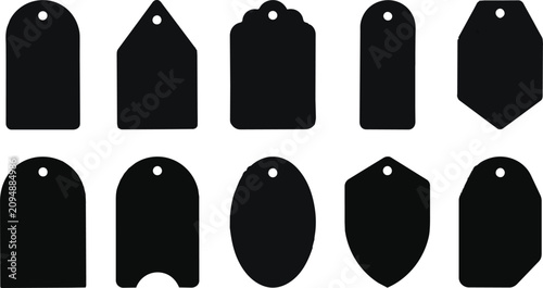 Bild auf Leinwand Collection of black tag shapes for labeling and identification