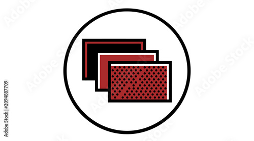 Creative Stacked Layers Design with Polka Dot Pattern and Gradient Shapes Inside Circular Border