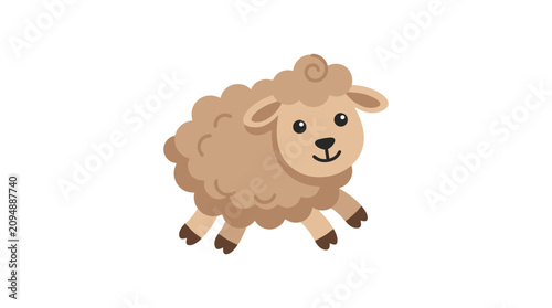 Dynamic Cartoon Sheep with Fluffy Wool and Friendly Expression for Digital Use with high quality professional line art symbols for modern creative design and digital branding projects