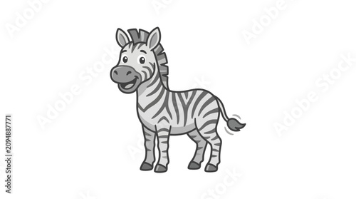 Dynamic Cartoon Zebra with Playful Expression and Striped Pattern with high quality professional line art symbols for modern creative design and digital branding projects