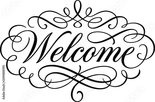Elegant Welcome Calligraphy Ornate Vector Illustration Decorative Frame