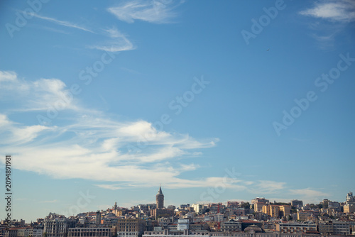 Famous galata tower of istanbul taken photo from istanbul bosporus