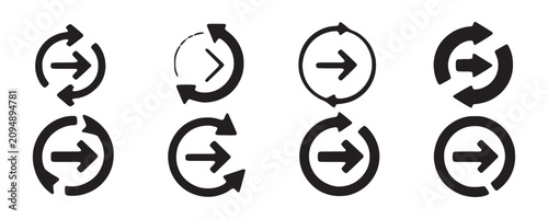 Tableau sur toile Circular arrow icons representing refresh reload rotate and continuous motion