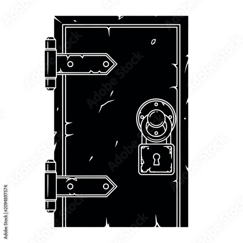 Old metal door lock hardware closeup.