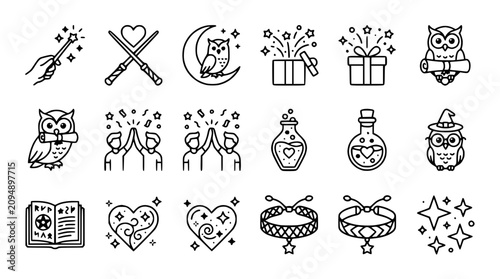 Konstfotografi Magical Symbols & Icons: Witchcraft, Wizardry, Magic, Fantasy, Owls, Hearts, Sta