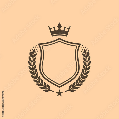 Royal shield emblem. Heraldic crest with crown. Luxury vintage logo icon.