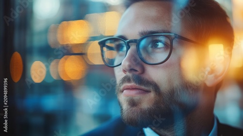 Professional sitting alone after a work meeting; contemplative corporate atmosphere. generative ai