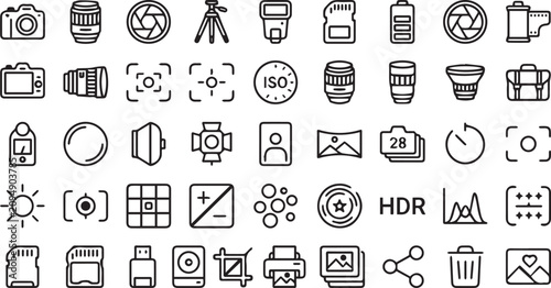 фотографія Professional Photography and Camera Gear Icon Set