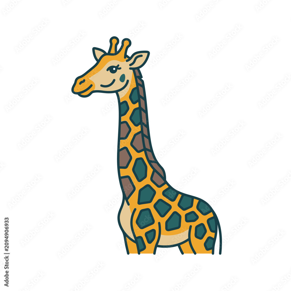 Fototapeta premium Stylized giraffe bust illustration with vibrant spots.