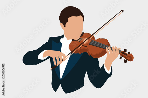 Cuadro en lienzo Illustration of a male violinist playing the violin in a tuxedo
