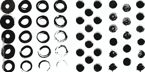 Tableau sur toile Circular brush strokes pattern with varying opacity on white background