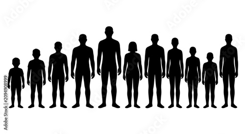 Canvastavla Diverse Human Silhouettes Collection, Male and Female Figures, Children and Adul