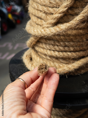 Konstfotografi Colorful braided ropes and utility cords on spools in hardware store