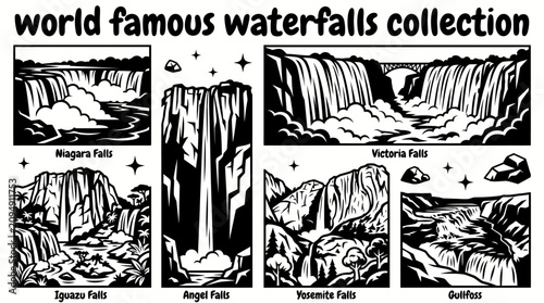 Fotografie world most famous waterfalls featuring niagara falls victoria falls iguazu falls