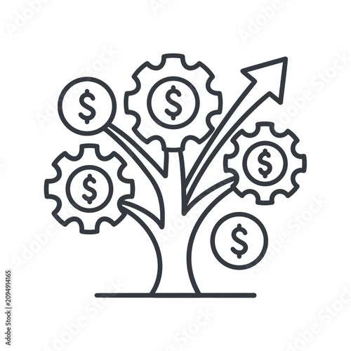 Outline Project Management & Startup Icon - Business Growth