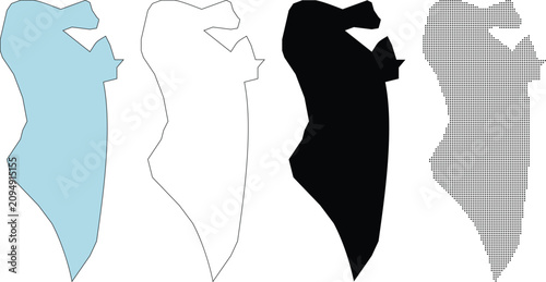 Bahrain Map Outline and Geographic Silhouette Vector