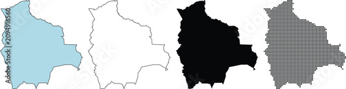 Bolivia Map Outline and Geographic Silhouette Vector