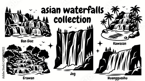 фотографія iconic asian waterfalls featuring ban gioc detian jog falls kawasan falls erawan