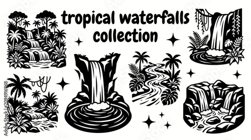 Foto tropical waterfalls featuring lush rainforest cascades jungle rivers emerald poo
