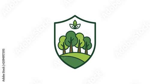 Eco friendly nature shield protection logo symbol.