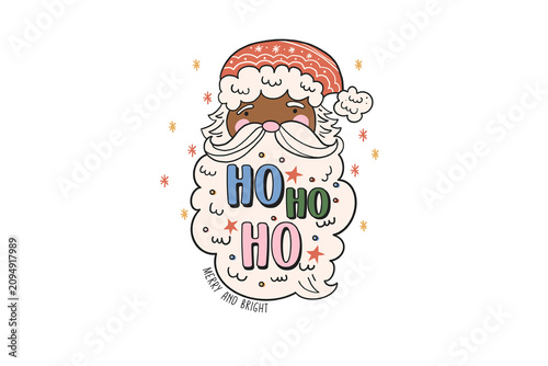 Retro Santa Face Ho Ho Ho Christmas Sublimation Design
