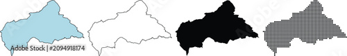 Fotografie Central African Republic Map Outline and Geographic Silhouette Vector