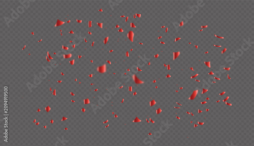 Konstfotografi Red Water Droplets Scatter Transparent Background Vector Illustration