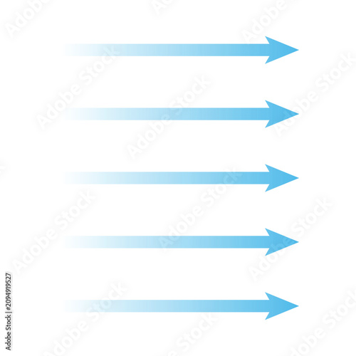 фотографія Five blue arrows moving vertically forward, representing order and succession