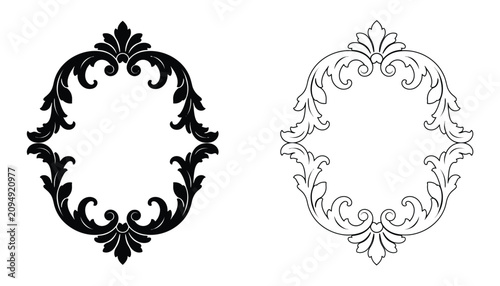 Bild auf Leinwand Frames Ornate Vintage Retro Set with Classic Decorative Baroque Flourishes and F