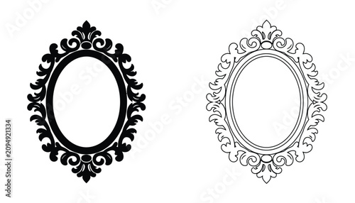 Frames Oval Set with Vintage Ornate Details in a Decorative Royal Style Vector Illustration