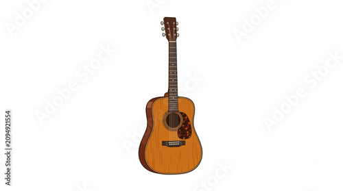 Canvastavla Acoustic Guitar Isolated on White Background