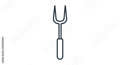 Obraz na płótnie A simple line drawing of a fork with two prongs and a handle