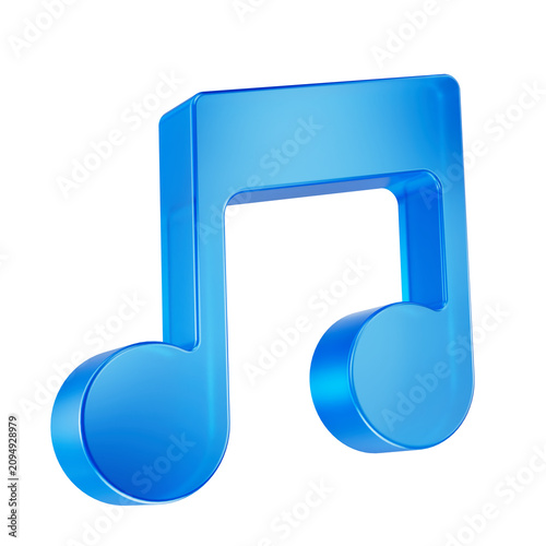 Konstfotografi 3D Render of Glossy Blue Beamed Eighth Musical Note Icon Isolated on Transparent Background
