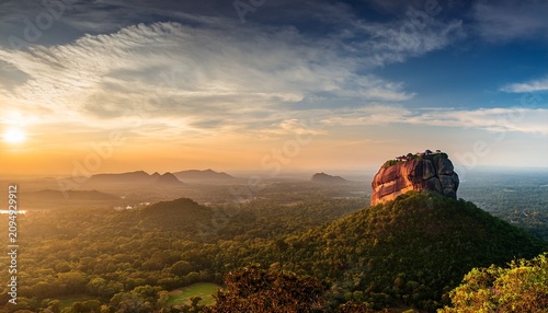 Sigiriya Rock Also Known As Lion Rock At Golden Light Of Sunset Beautiful Landscape In Sri Lanka