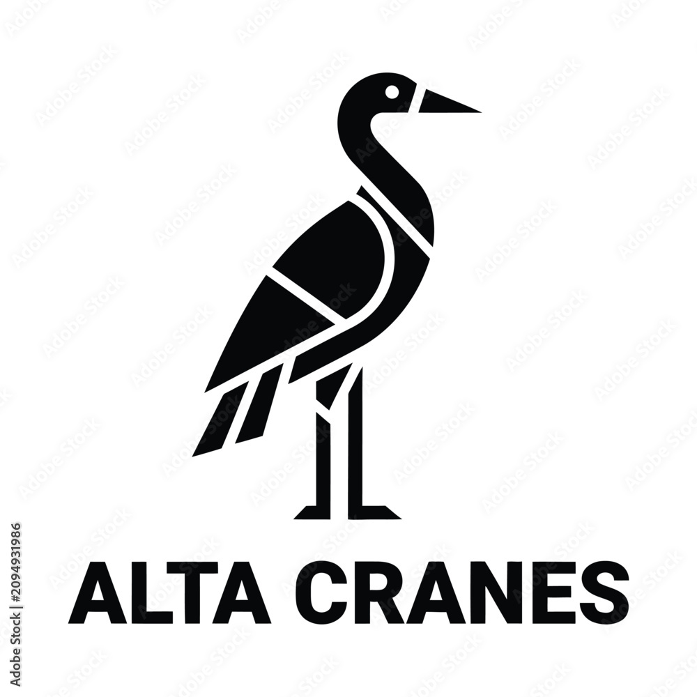 Obraz premium Black and white crane logo for alta cranes