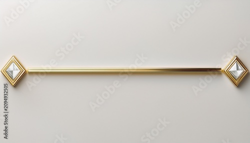 Minimalist Gold Divider Line With Diamond Ends On White Background
