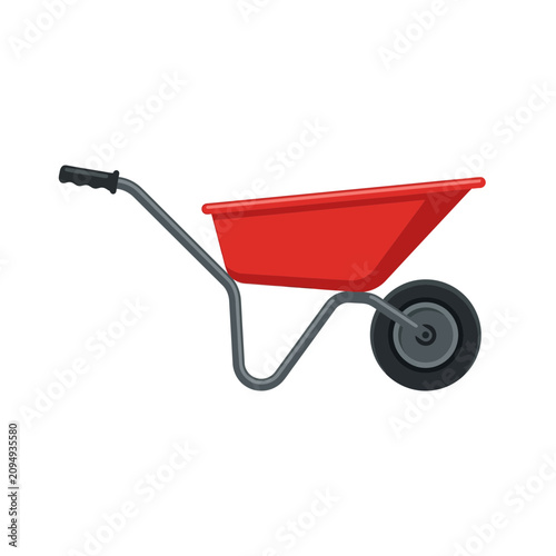 Red wheelbarrow garden cart vector illustration isolated on white background