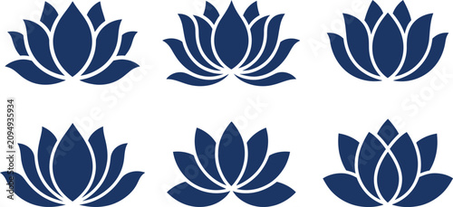 Six blue lotus flower for spiritual branding