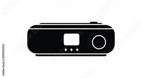 Obraz na płótnie Portable radio with display and dial black silhouette