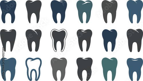 Tableau sur toile Teeth icons flat vector illustration collection