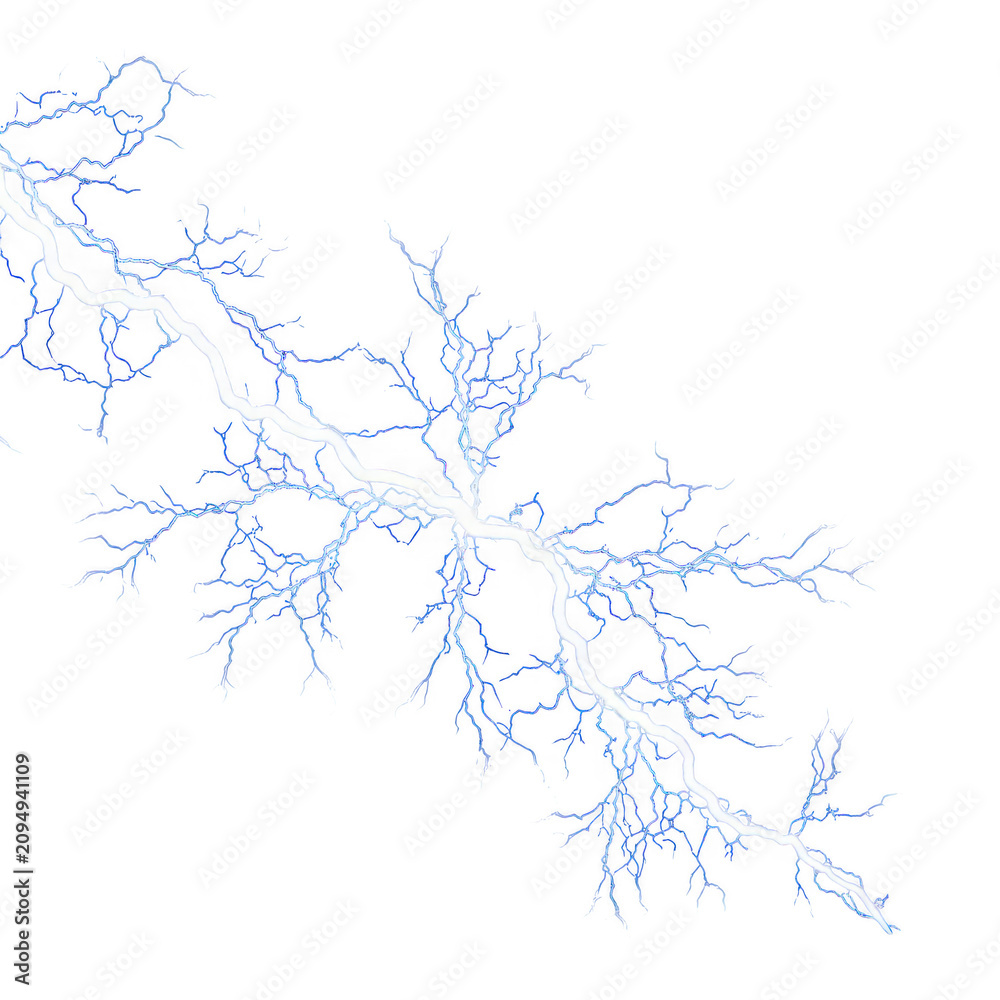 Fototapeta premium Abstract blue lightning bolt pattern isolated on transparent background
