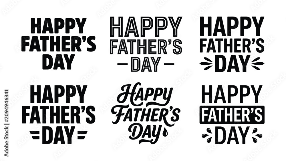 Obraz premium Creative Fathers Day Greeting Text Designs with Various Font Styles
