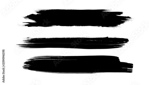 Tableau sur toile Black brush strokes on transparent background