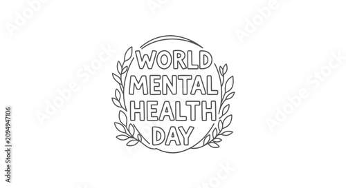 Obraz na płótnie World mental health day circular emblem with leaves